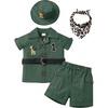 image:imageIDOPIP Safari 1st Birthday Outfits for Baby Boys Wild Jungle Animals Belted Top Shorts Hat Bandana Set Cake Smash Photo PartyGreen