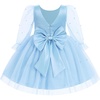 image:imageToddler Girls VBack Bow Beads Tulle Birthday Flower Girl Dress 624M 26YBlue