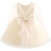 image:imageToddler Girls VBack Bow Beads Tulle Birthday Flower Girl Dress 624M 26YChampagne