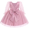 image:imageToddler Girls VBack Bow Beads Tulle Birthday Flower Girl Dress 624M 26YDusty Rose