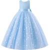 image:imageIDOPIP Butterfly Flower Girl VBack Bow Dress for Kid Wedding Pageant PartyBlue