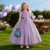 image:imageIDOPIP Butterfly Flower Girl VBack Bow Dress for Kid Wedding Pageant PartyPurple  Gradient