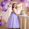image:imageIDOPIP Butterfly Flower Girl VBack Bow Dress for Kid Wedding Pageant PartyPurple