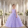 image:imageIDOPIP Butterfly Flower Girl VBack Bow Dress for Kid Wedding Pageant PartyPurple