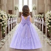 image:imageIDOPIP Butterfly Flower Girl VBack Bow Dress for Kid Wedding Pageant PartyPurple