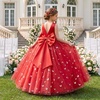 image:imageIDOPIP Butterfly Flower Girl VBack Bow Dress for Kid Wedding Pageant PartyRed