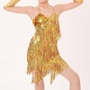 image:imageIDOPIP Kids Girls 1920s Flapper Dress Vintage Sequins Fringe Latin Dance Dress Gatsby Halloween Party Dress up with GlovesGold