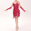 image:imageIDOPIP Kids Girls 1920s Flapper Dress Vintage Sequins Fringe Latin Dance Dress Gatsby Halloween Party Dress up with GlovesHot Pink