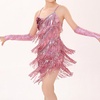 image:imageIDOPIP Kids Girls 1920s Flapper Dress Vintage Sequins Fringe Latin Dance Dress Gatsby Halloween Party Dress up with GlovesPink