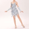 image:imageIDOPIP Kids Girls 1920s Flapper Dress Vintage Sequins Fringe Latin Dance Dress Gatsby Halloween Party Dress up with GlovesSilver