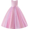 image:imageIDOPIP Butterfly Flower Girl VBack Bow Dress for Kid Wedding Pageant PartyPink  Sequin Star