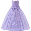 image:imageIDOPIP Butterfly Flower Girl VBack Bow Dress for Kid Wedding Pageant PartyPurple