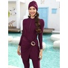 image:imageIDOPIP Muslim Swimsuits for Women Modest Swimwear Rash Guard Bathing SuitWine Red
