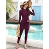 image:imageIDOPIP Muslim Swimsuits for Women Modest Swimwear Rash Guard Bathing SuitWine Red