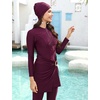 image:imageIDOPIP Muslim Swimsuits for Women Modest Swimwear Rash Guard Bathing SuitWine Red