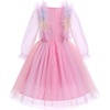 image:imageIDOPIP Toddler Girls Birthday Dresses Embroidery Floral Confetti Tulle Tutu Kid Princess Pageant Party Long Sleeve Dress 38TRainbow Pink