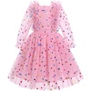 image:imageIDOPIP Toddler Girls Birthday Dresses Embroidery Floral Confetti Tulle Tutu Kid Princess Pageant Party Long Sleeve Dress 38TPink Confetti