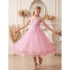 image:imageIDOPIP Girls Pink Sequin Bubble Tulle Dress for Princess Flower Girl GownPink