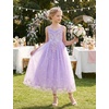 image:imageIDOPIP Girls Pink Sequin Bubble Tulle Dress for Princess Flower Girl GownPurple