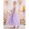 image:imageIDOPIP Girls Pink Sequin Bubble Tulle Dress for Princess Flower Girl GownPurple