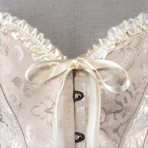 SZIVYSHI Corset Tops for Women Bustier Shapewear Lingerie Lace Waist Push Up BodysuitBeige