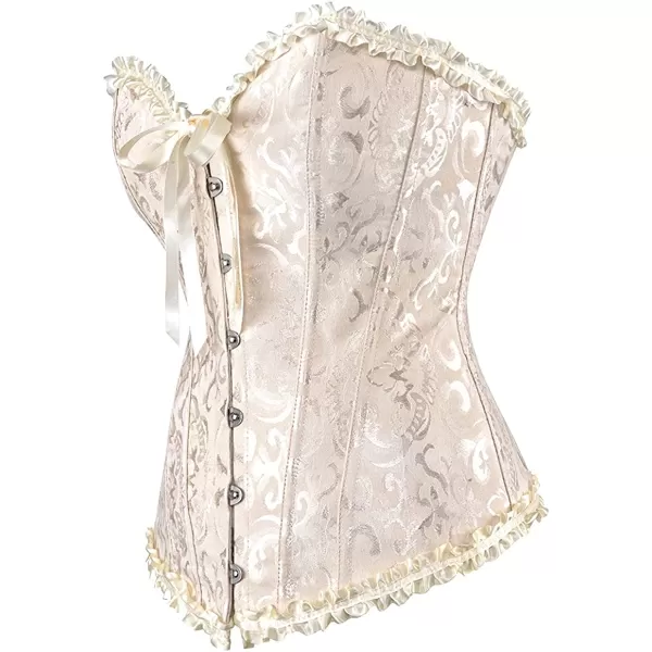 SZIVYSHI Corset Tops for Women Bustier Shapewear Lingerie Lace Waist Push Up BodysuitBeige