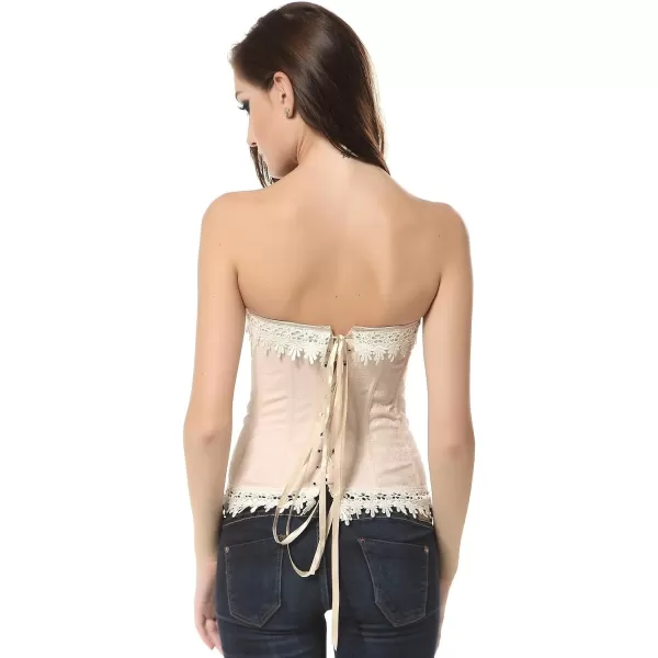 SZIVYSHI Corset Tops for Women Bustier Shapewear Lingerie Lace Waist Push Up BodysuitBeige 905