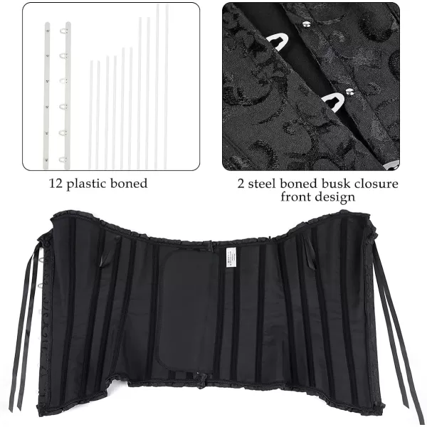 SZIVYSHI Corset Tops for Women Bustier Shapewear Lingerie Lace Waist Push Up BodysuitBlack