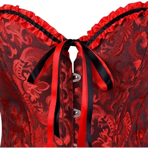 SZIVYSHI Corset Tops for Women Bustier Shapewear Lingerie Lace Waist Push Up BodysuitBlack amp Red