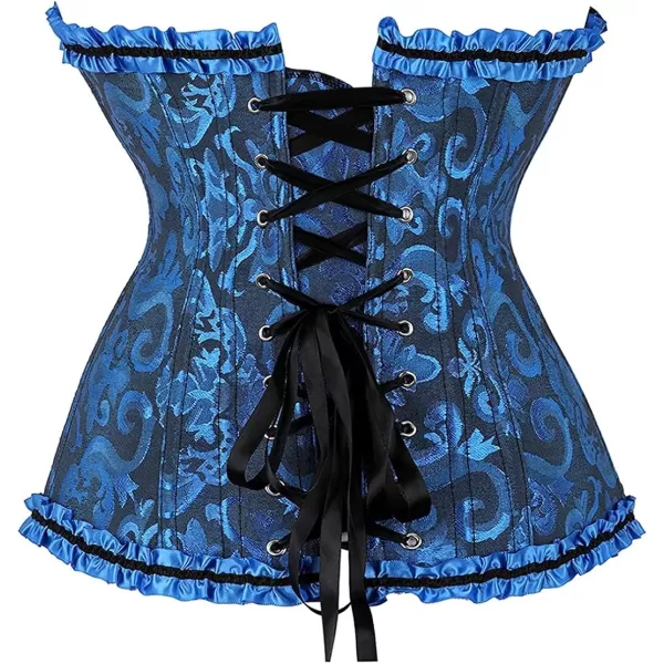 SZIVYSHI Corset Tops for Women Bustier Shapewear Lingerie Lace Waist Push Up BodysuitBlack and Blue