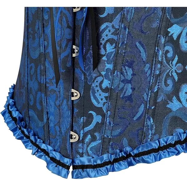 SZIVYSHI Corset Tops for Women Bustier Shapewear Lingerie Lace Waist Push Up BodysuitBlack and Blue