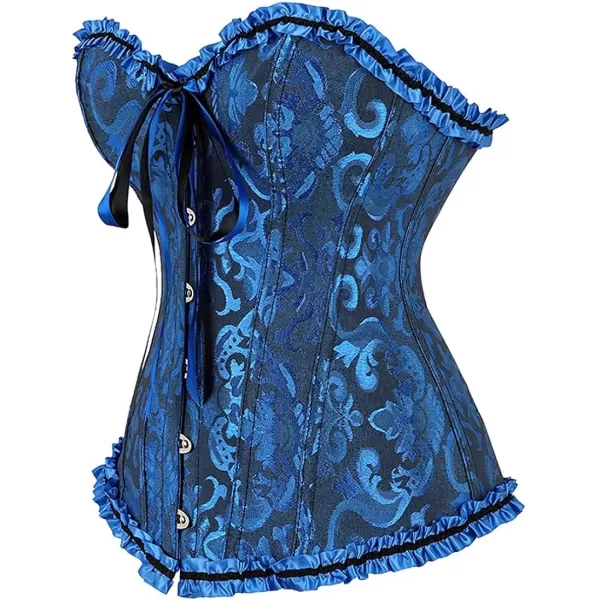 SZIVYSHI Corset Tops for Women Bustier Shapewear Lingerie Lace Waist Push Up BodysuitBlack and Blue