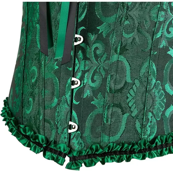 SZIVYSHI Corset Tops for Women Bustier Shapewear Lingerie Lace Waist Push Up BodysuitBlack and Green