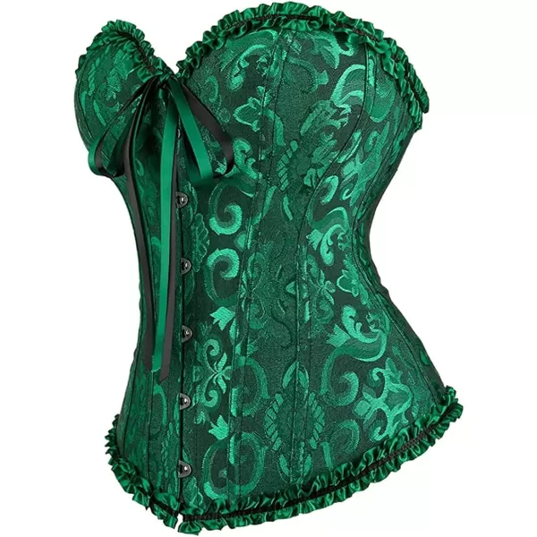 SZIVYSHI Corset Tops for Women Bustier Shapewear Lingerie Lace Waist Push Up BodysuitBlack and Green