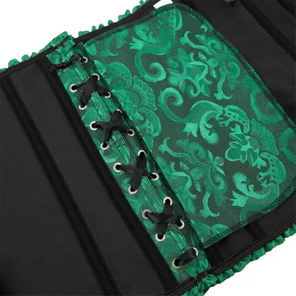 SZIVYSHI Corset Tops for Women Bustier Shapewear Lingerie Lace Waist Push Up BodysuitBlack and Green