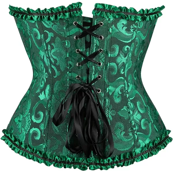 SZIVYSHI Corset Tops for Women Bustier Shapewear Lingerie Lace Waist Push Up BodysuitBlack and Green