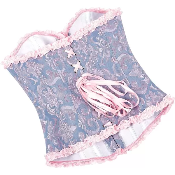 SZIVYSHI Corset Tops for Women Bustier Shapewear Lingerie Lace Waist Push Up BodysuitBlue