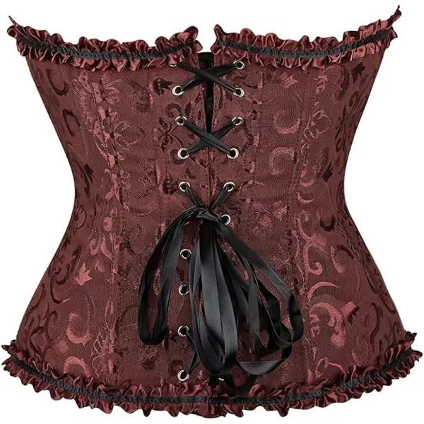 SZIVYSHI Corset Tops for Women Bustier Shapewear Lingerie Lace Waist Push Up BodysuitBrown