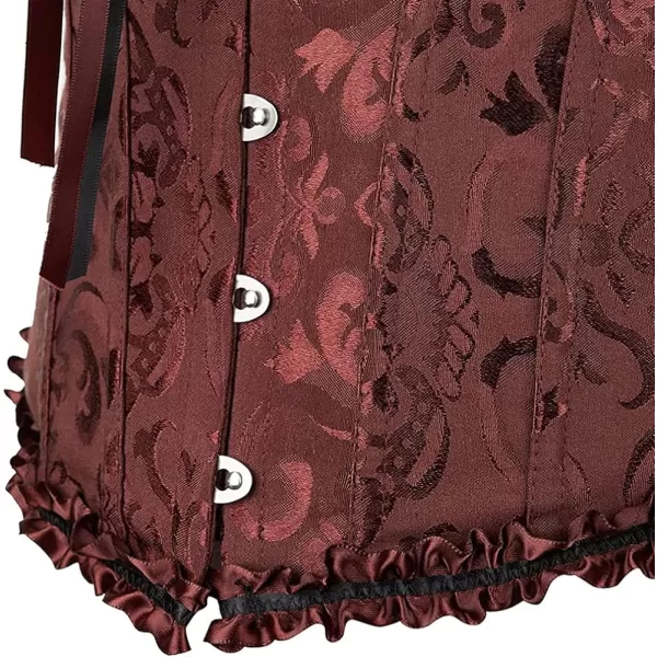 SZIVYSHI Corset Tops for Women Bustier Shapewear Lingerie Lace Waist Push Up BodysuitBrown