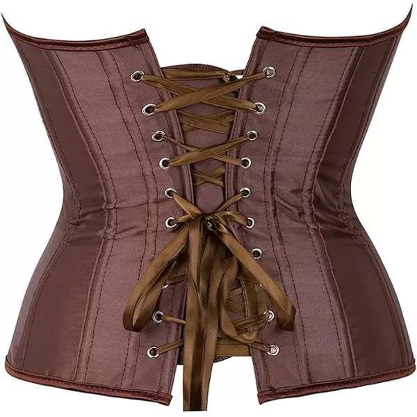 SZIVYSHI Corset Tops for Women Bustier Shapewear Lingerie Lace Waist Push Up BodysuitBrown 808