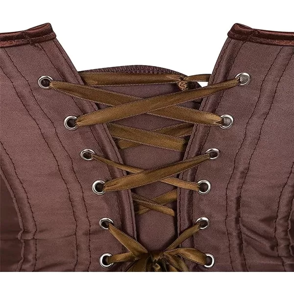 SZIVYSHI Corset Tops for Women Bustier Shapewear Lingerie Lace Waist Push Up BodysuitBrown 808