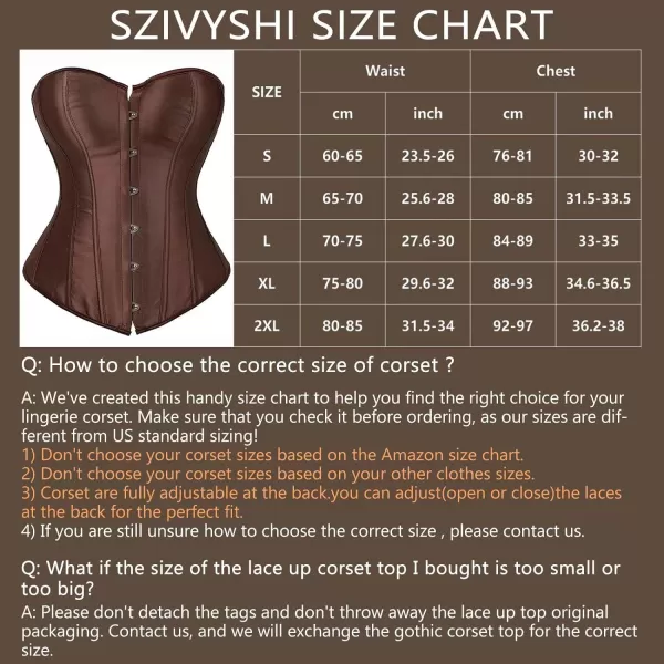 SZIVYSHI Corset Tops for Women Bustier Shapewear Lingerie Lace Waist Push Up BodysuitBrown 808