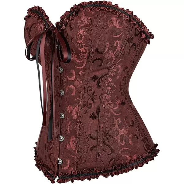 SZIVYSHI Corset Tops for Women Bustier Shapewear Lingerie Lace Waist Push Up BodysuitBrown