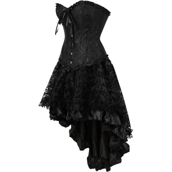 SZIVYSHI Corset Tops for Women Bustier Shapewear Lingerie Lace Waist Push Up BodysuitCorset With Skirt