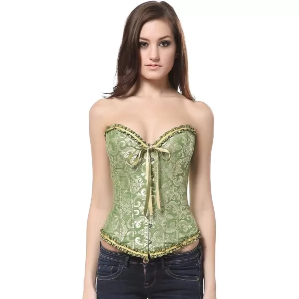 SZIVYSHI Corset Tops for Women Bustier Shapewear Lingerie Lace Waist Push Up BodysuitGreen