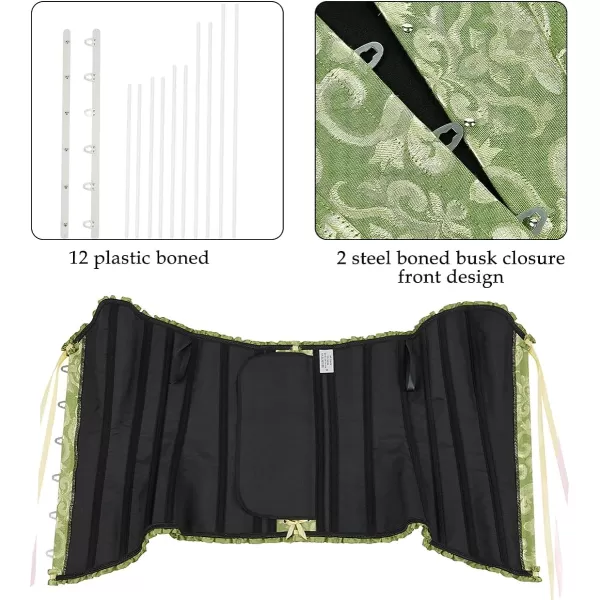 SZIVYSHI Corset Tops for Women Bustier Shapewear Lingerie Lace Waist Push Up BodysuitGreen