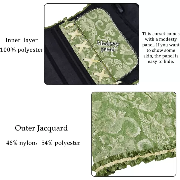 SZIVYSHI Corset Tops for Women Bustier Shapewear Lingerie Lace Waist Push Up BodysuitGreen