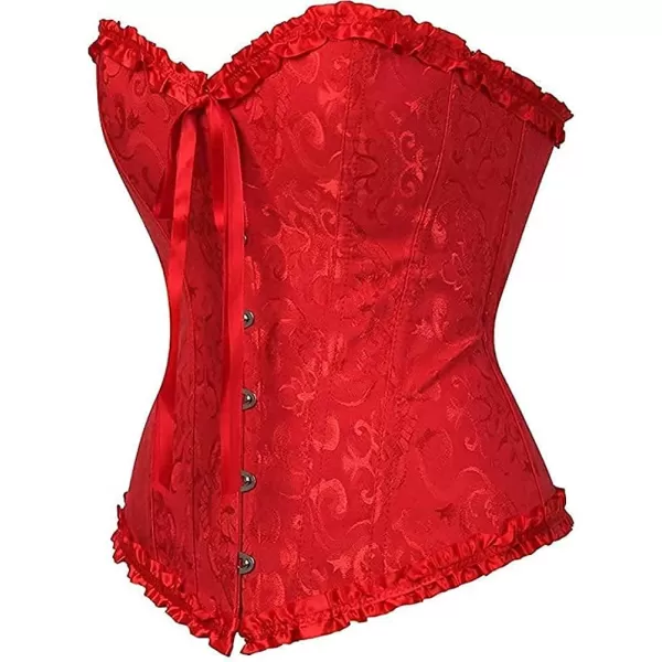 SZIVYSHI Corset Tops for Women Bustier Shapewear Lingerie Lace Waist Push Up BodysuitRed