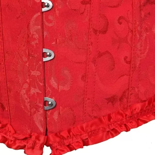 SZIVYSHI Corset Tops for Women Bustier Shapewear Lingerie Lace Waist Push Up BodysuitRed