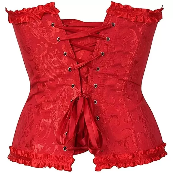 SZIVYSHI Corset Tops for Women Bustier Shapewear Lingerie Lace Waist Push Up BodysuitRed